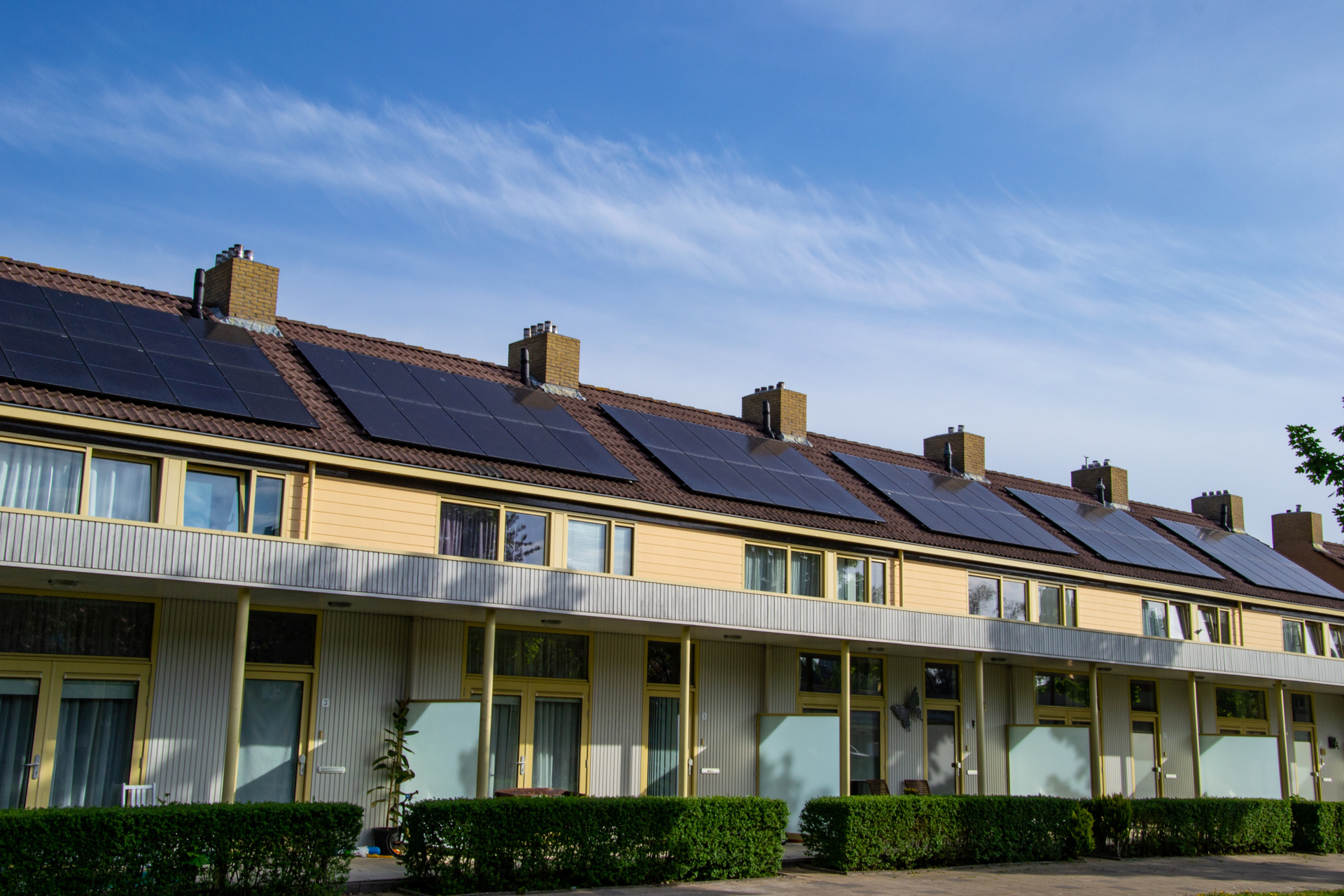 Tussenwoningen met zonnepanelen